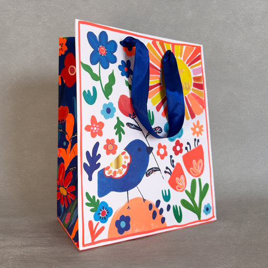 Bolsa para Regalo - Motivo Flores Pajarito - For You