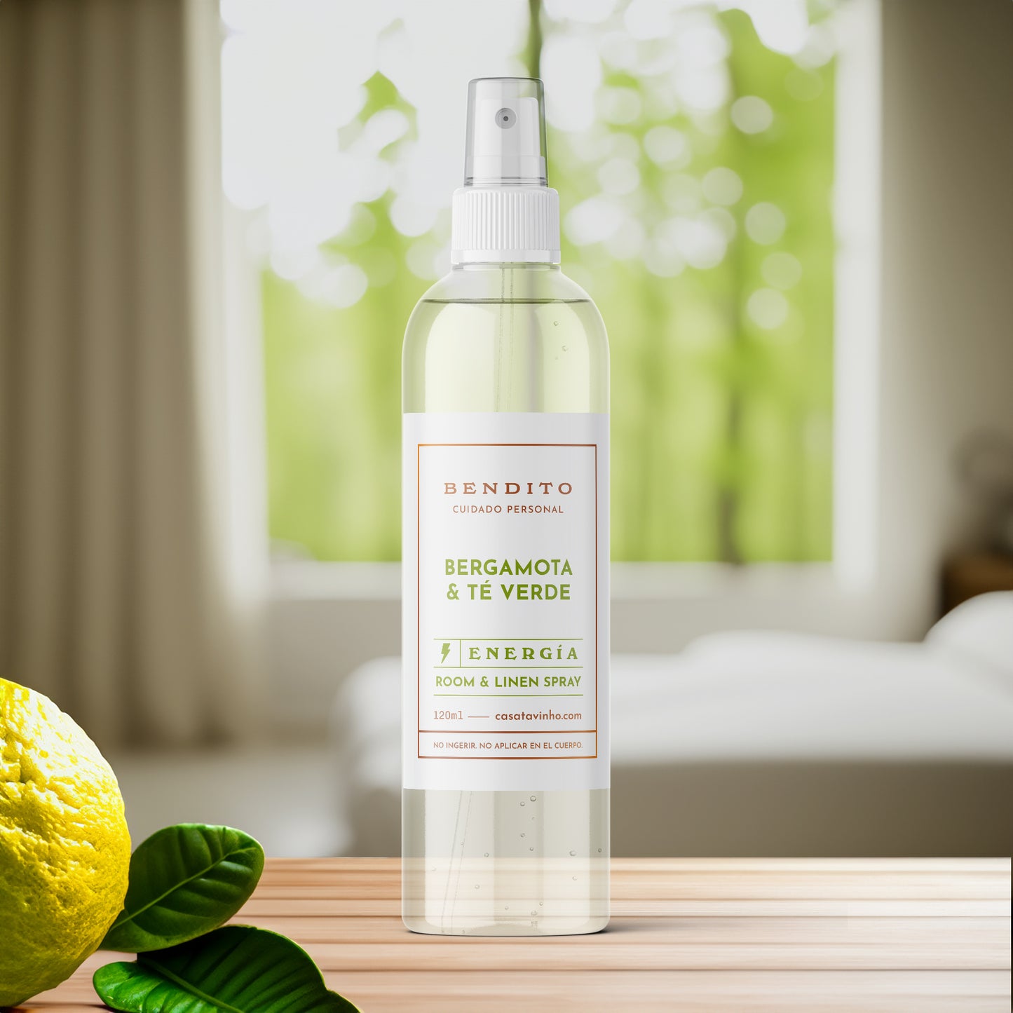 Energizante - Aromatizante Ambiental, Cama, Almohadas - Aroma Bergamota & Té Verde - 120ml