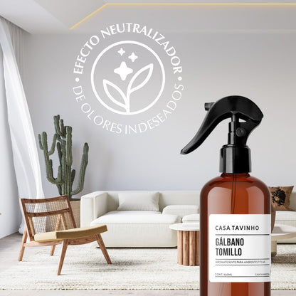 Home Refresher - Gálbano Tomillo - Aromatizante Ambientes & Telas  - Eliminador de Olores 250ml