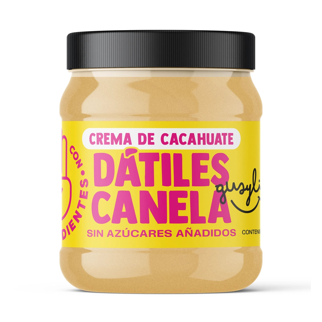 Crema de Cacahuate Sin Azúcar - Dátiles y Canela - Sin Grasas Hidrogenadas Añadidas, Sin Conservadores, Libre de Gluten